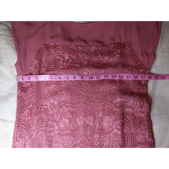 Sundance Lillian Rose Mauve Pink Embossed Floral Dress Small Boho Wedding Summer - Picture 7 of 8